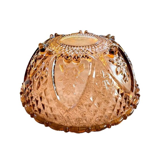 Vintage Pressed Glass Diamonds & Thumbprints Serving Bowl - Picture 6 of 10